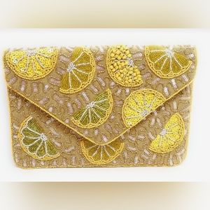 RDB Beaded Lemon Wedges Clutch